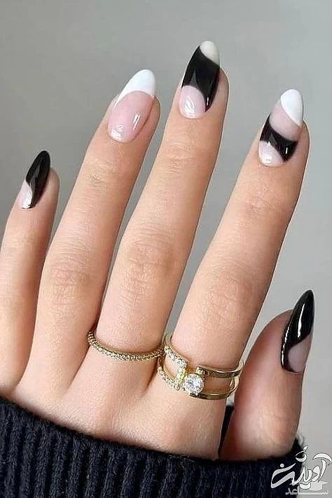 طراحی ناخن سیاه و سفید